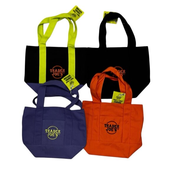 Trader Joes Mini Canvas Tote Bag Set of 4 Halloween LIMITED In Hand Fast Ship - Picture 3 of 5